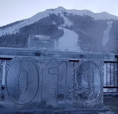 Ice Bar pictured before a mountain